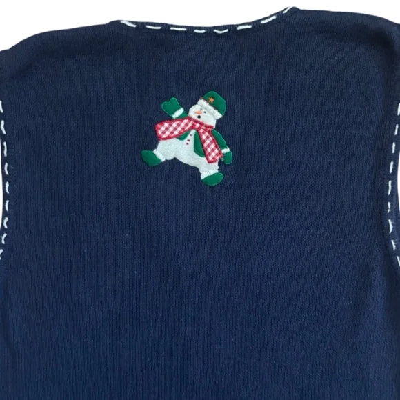 Vintage Y2K  Dancing Snowmen Zip Up Sweater Vest - Large - Picture 4 of 4